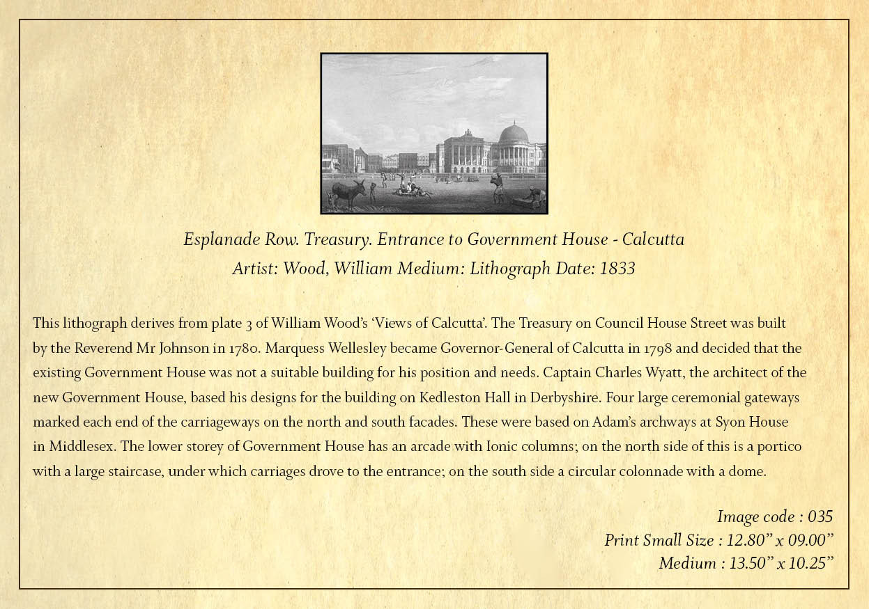 Esplanade Row. Treasury. Entrance to Government House (Code: 035) – Black & White Lithograph