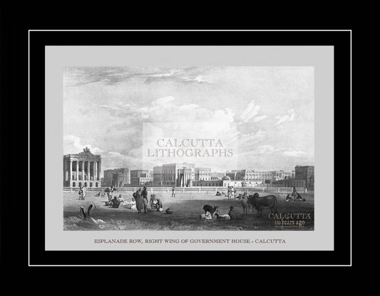Esplanade Row, right wing of Government House – Calcutta (Code: 032) – Black & White Lithograph