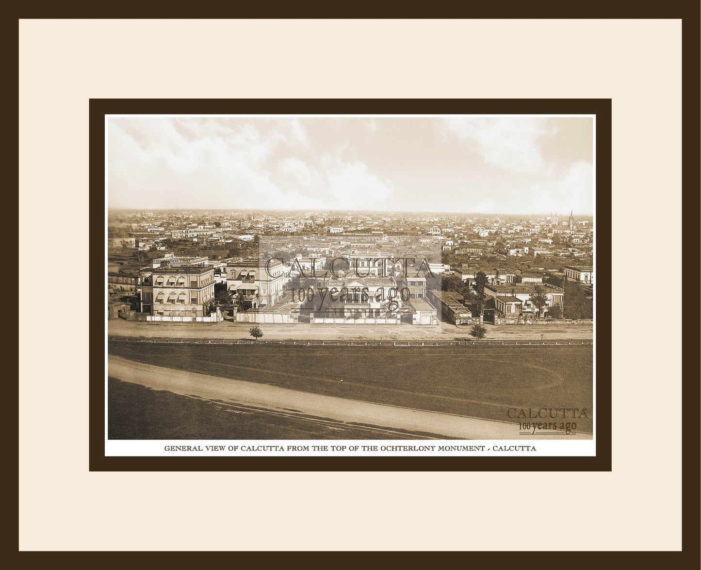 General View Of Calcutta From The  Top Of The Ochterlony Monument (Code: 54) Wood Frame