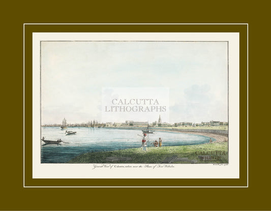 General View of Calcutta from the Entrance to the Water Gate of Fort William (Code: 039) – Coloured Lithograph