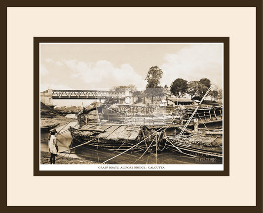 Grain Boats Near Alipore Bridge (Code: 61) Wood Frame