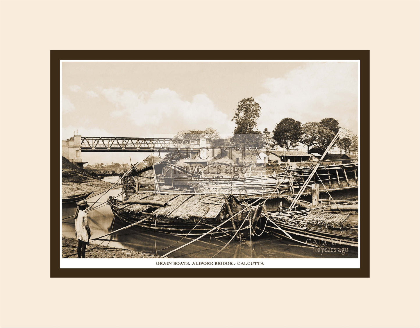 Grain Boats Near Alipore Bridge (Code: 61) Mounted Photo Print
