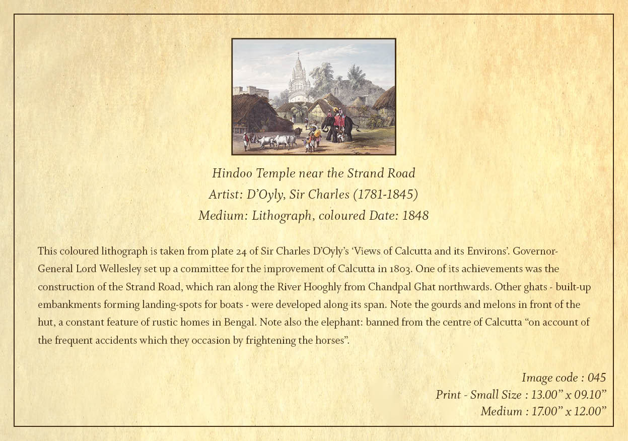 Hindoo Temple near the Strand Road (Code: 045) – Coloured Lithograph