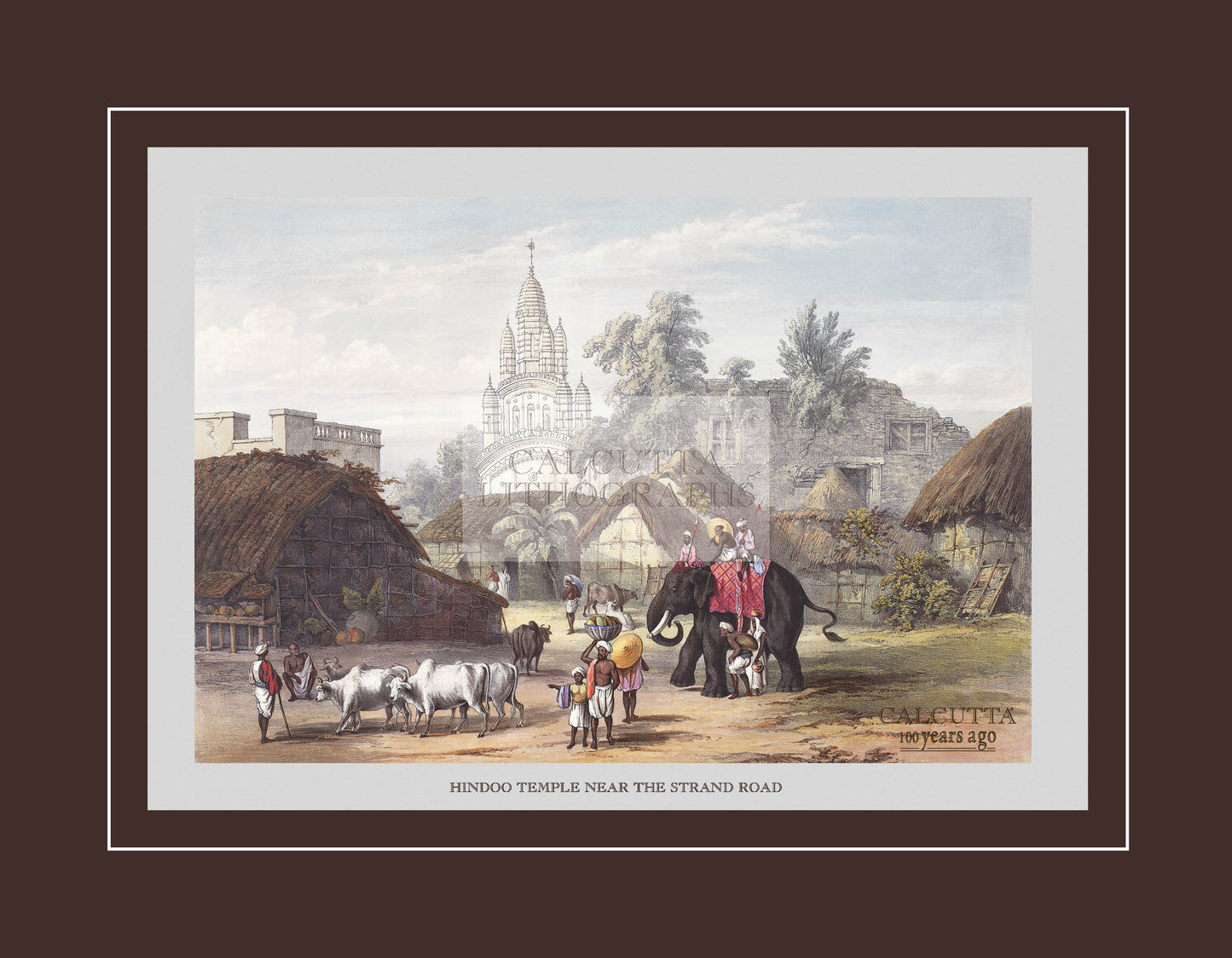 Hindoo Temple near the Strand Road (Code: 045) – Coloured Lithograph