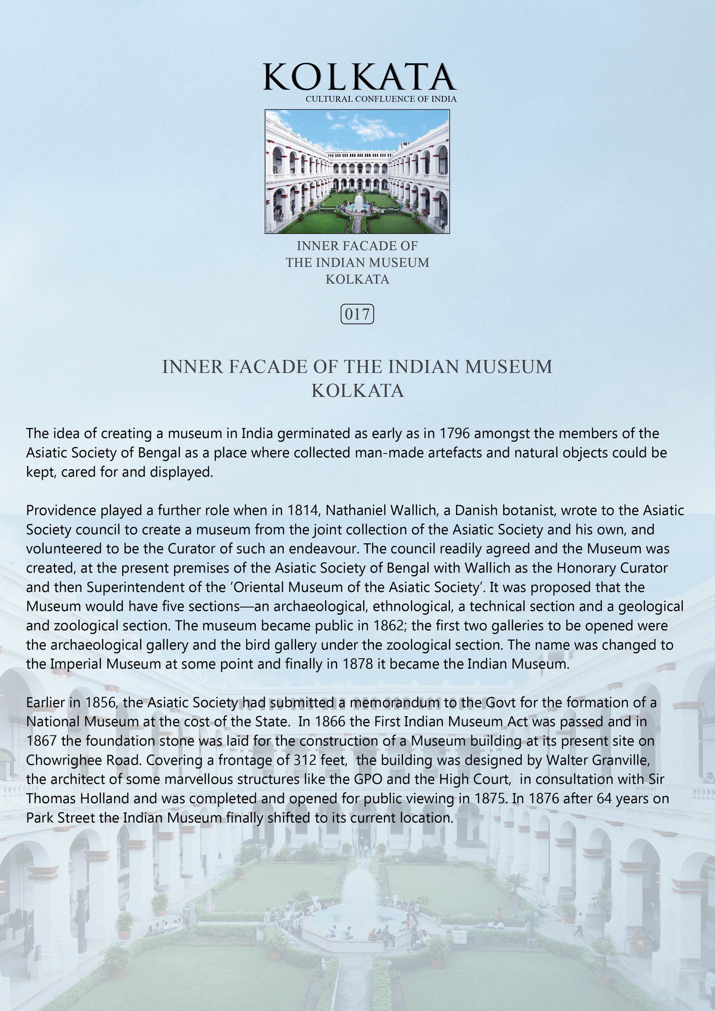 History notes – Inner Facade of the Indian Museum (Code: 17) – Mounted Paper Board