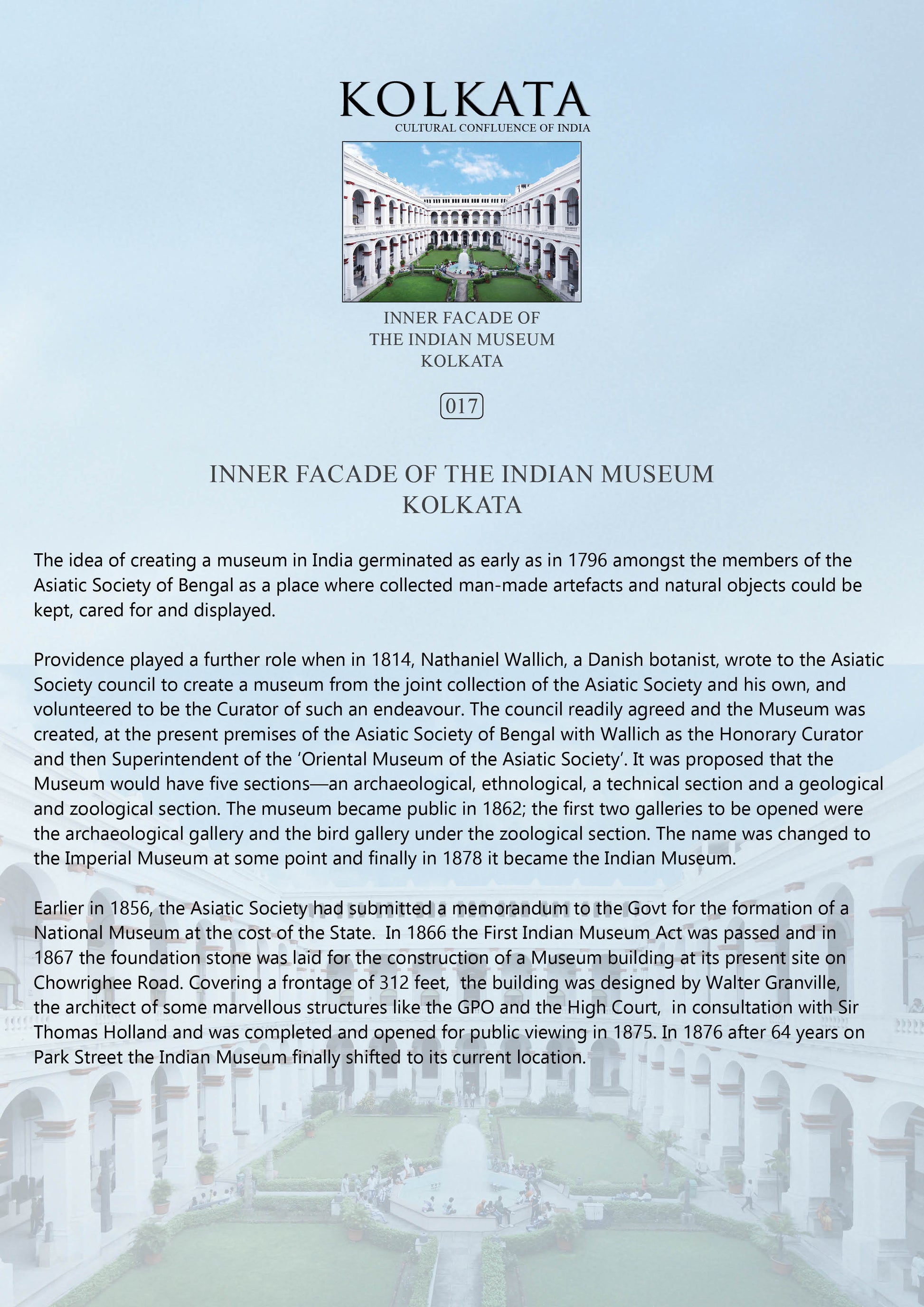 History notes – Inner Facade of the Indian Museum (Code: 17) – Mounted Paper Board