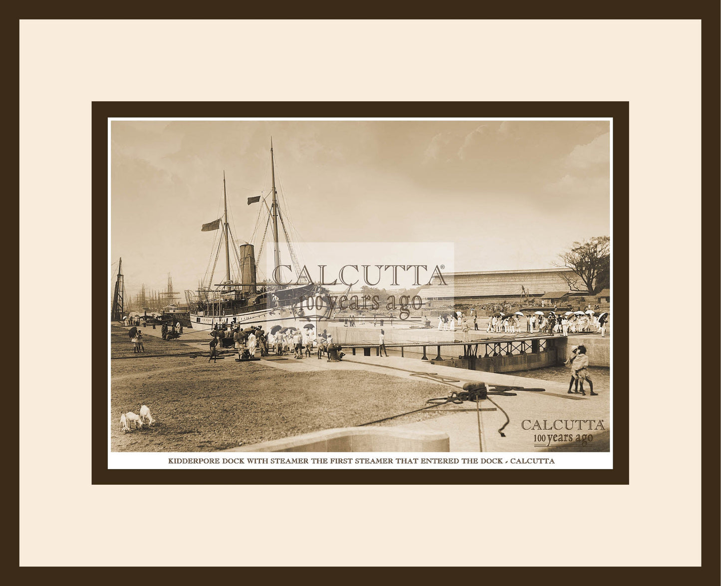 Kidderpore Dock With Steamer The First Steamer That Entered The Dock (Code: 81) Wood Frame