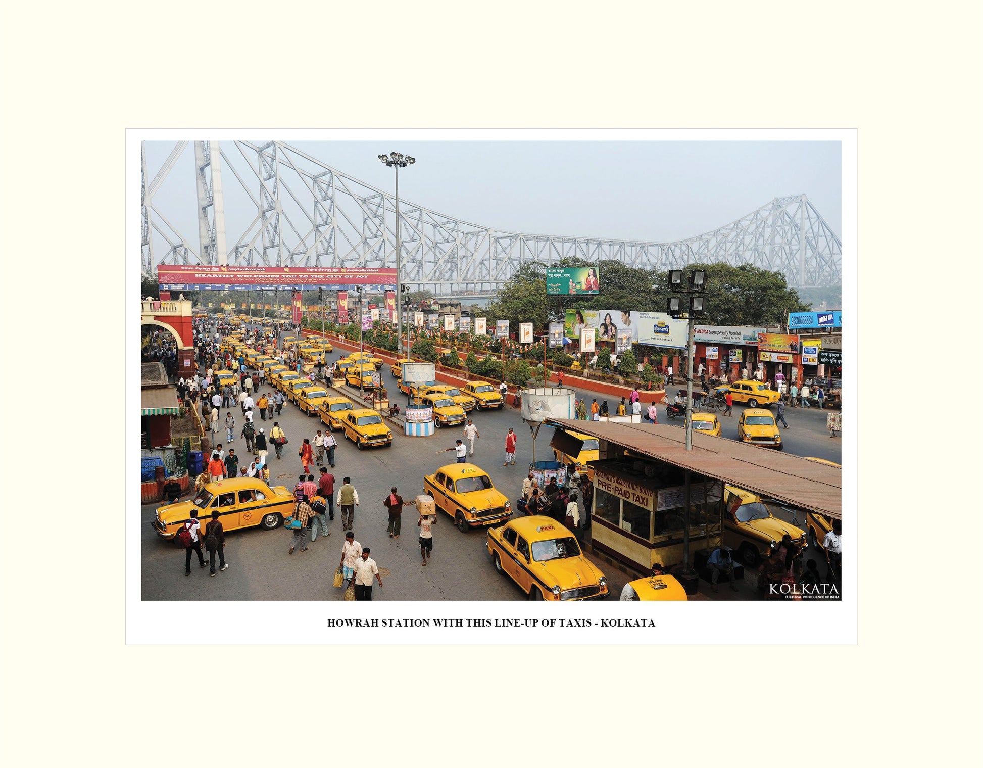 Howrah Station with Its Line-up of Taxis – Artwork