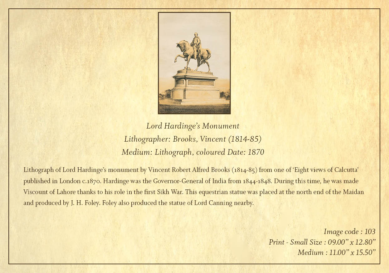 Lord Hardinge’s Monument (Code: 103) – Coloured Lithograph