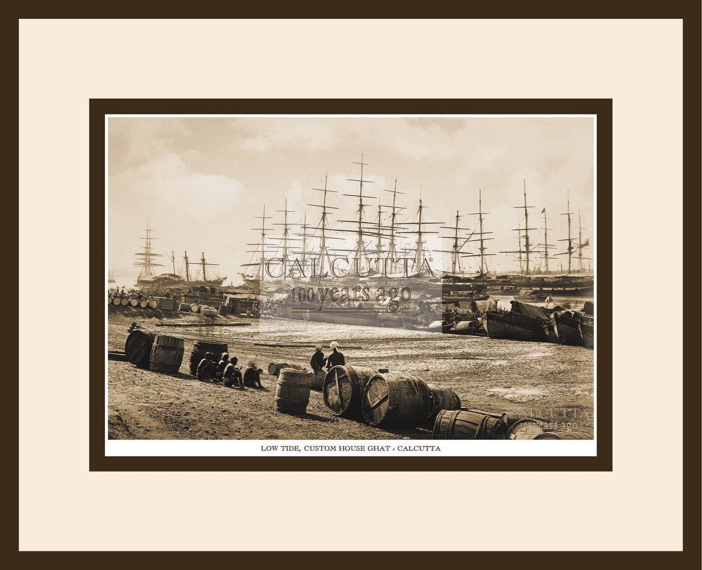 Low Tide, Customs House Ghat (Code: 87) Wood Frame