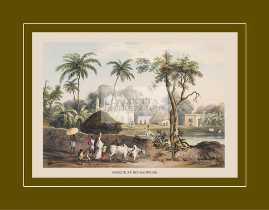 Mosque at Borranipore (Code: 051) – Coloured Lithograph
