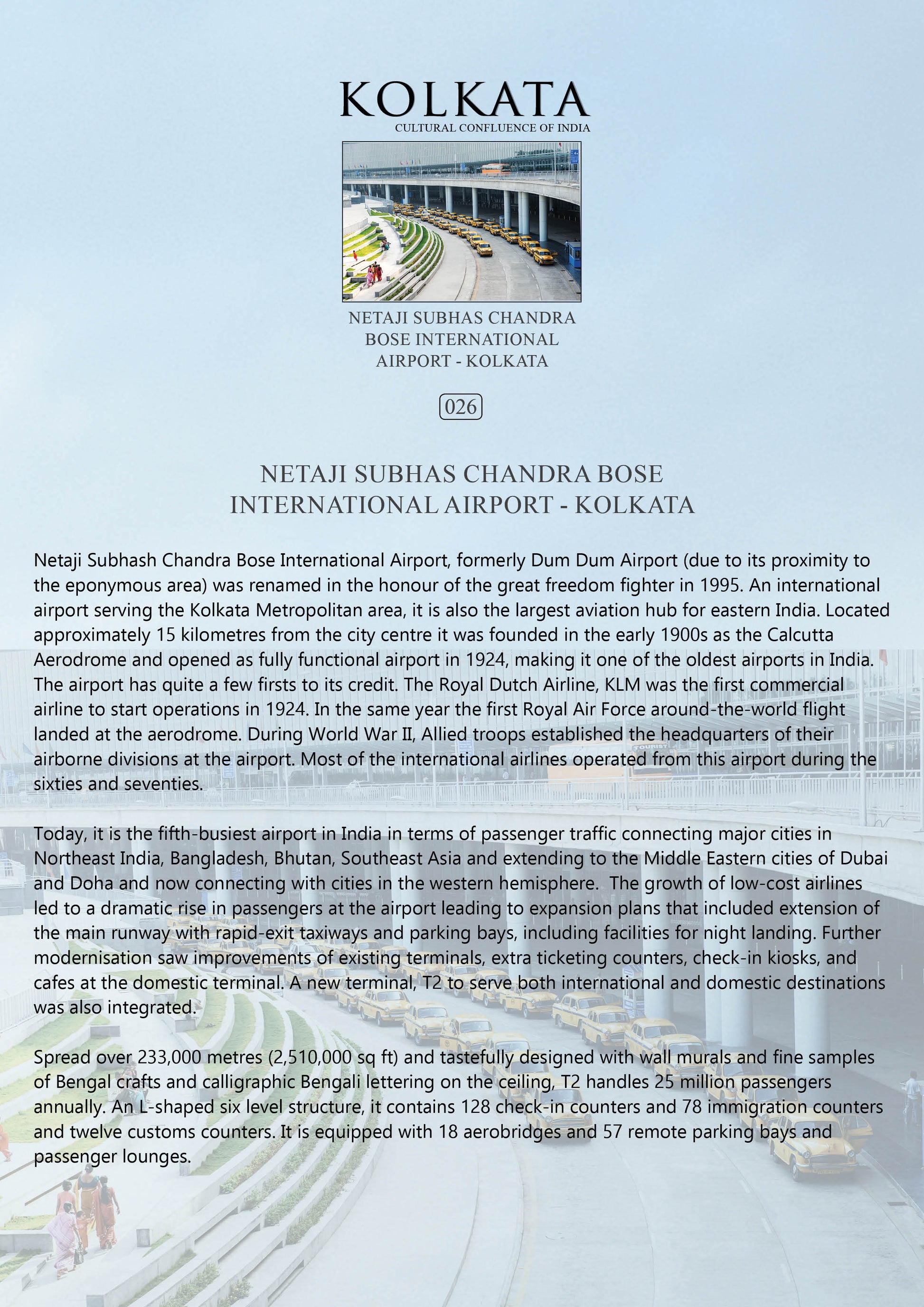 History notes – Netaji Subhas Chandra Bose International Airport (Code: 26) – Mounted Paper Board