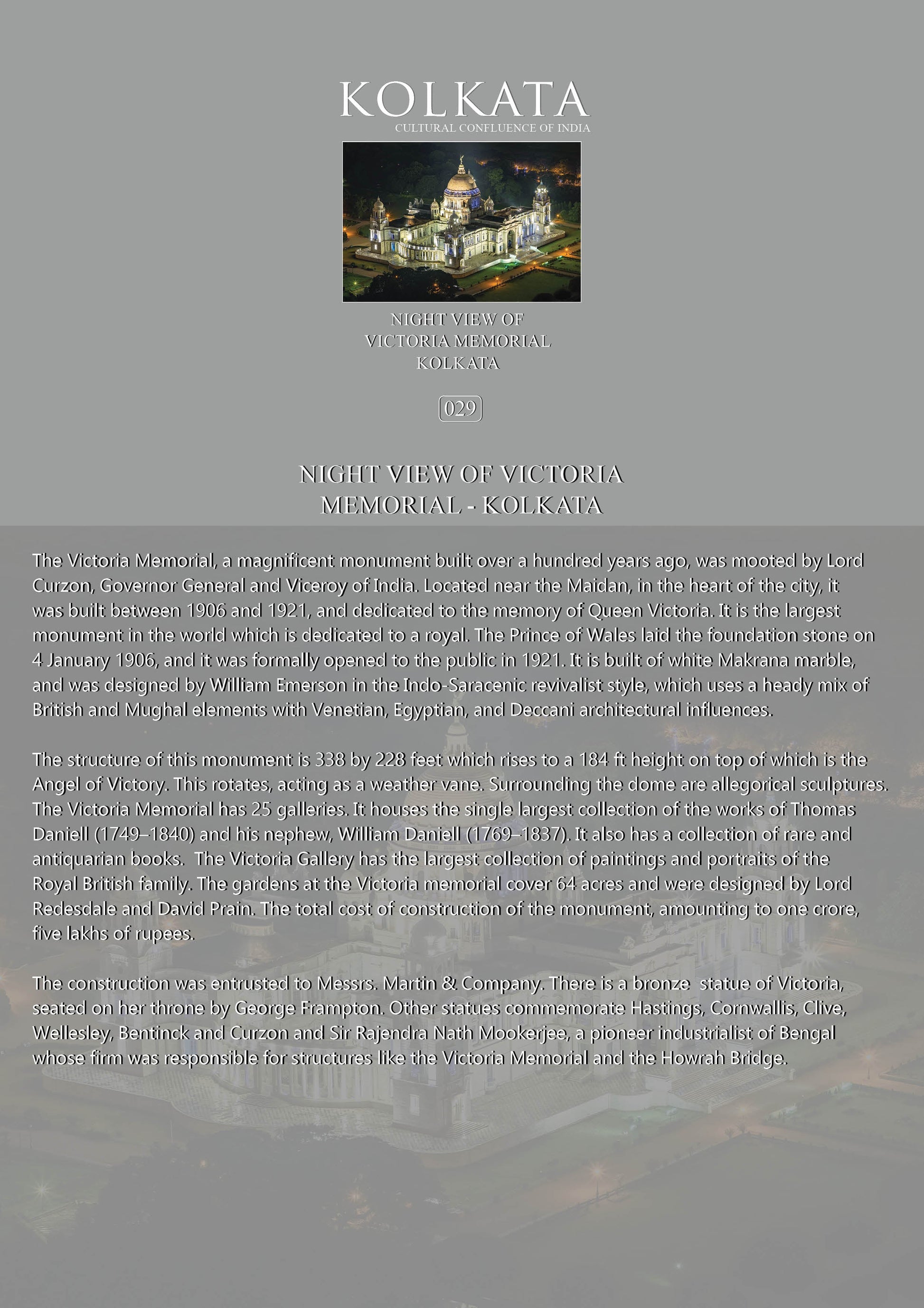 History notes – Night View of Victoria Memorial (Code: 29) – Wooden Frame