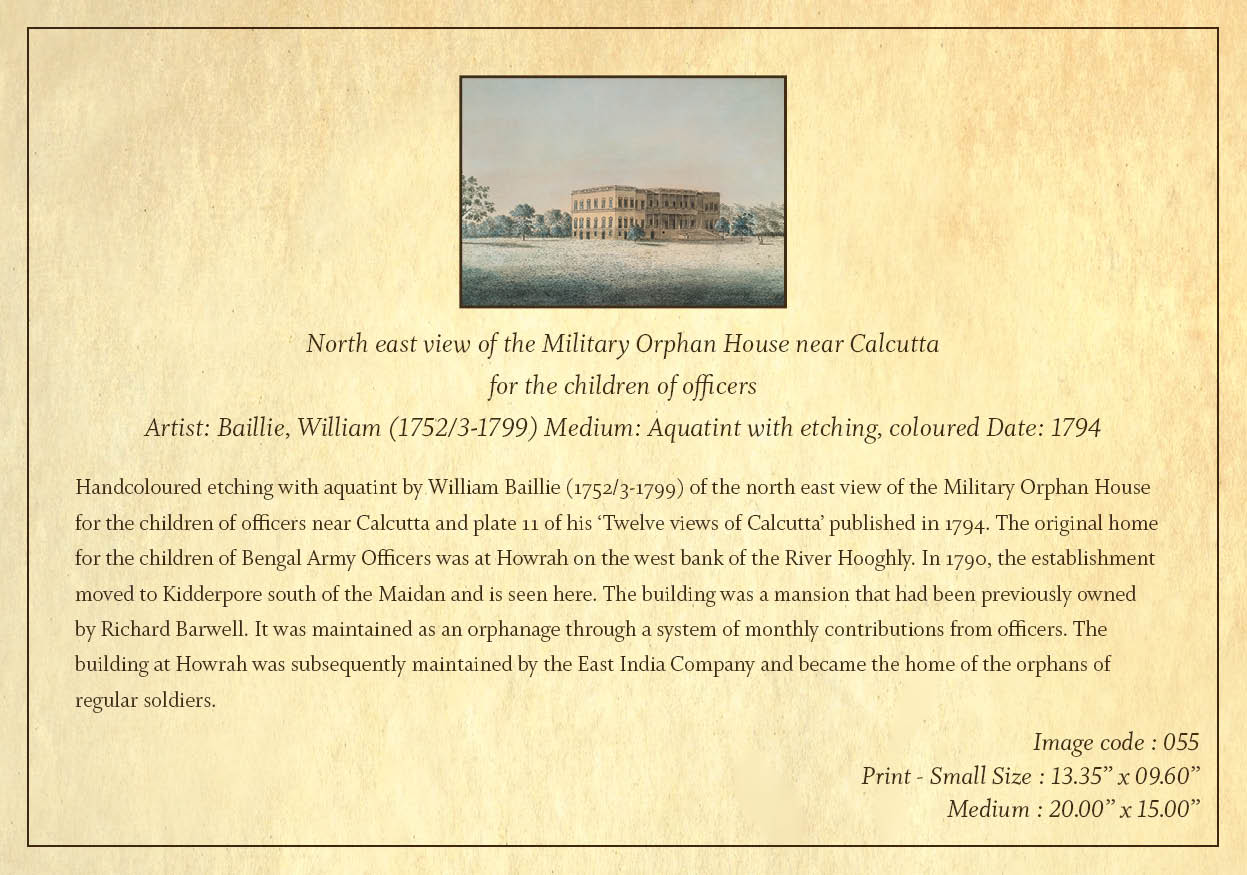 North East View of the Military Orphan House near Calcutta (Code: 055) – Coloured Lithograph
