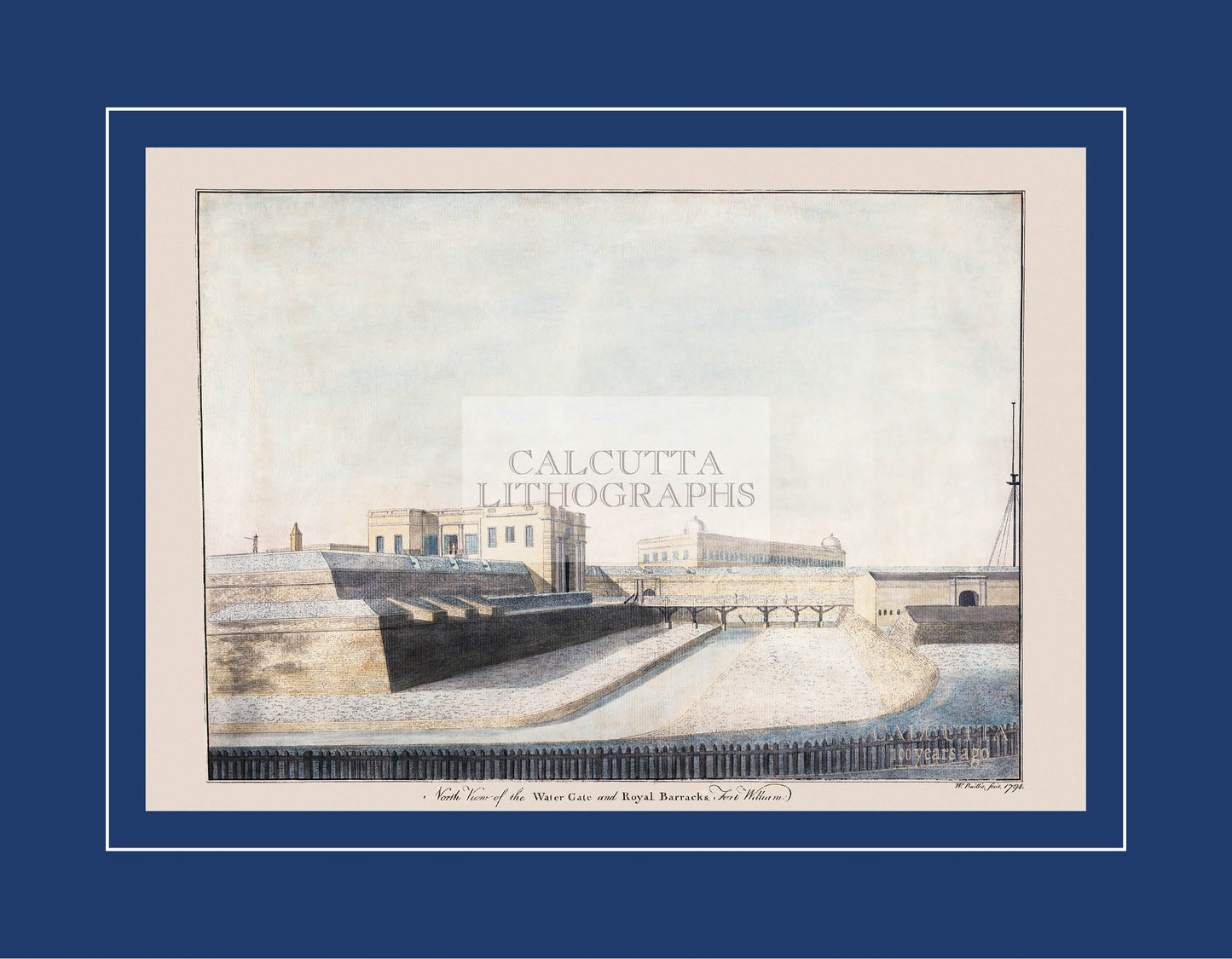 North View of the Water Gate and Royal Barracks Fort William (Code: 054) – Coloured Lithograph