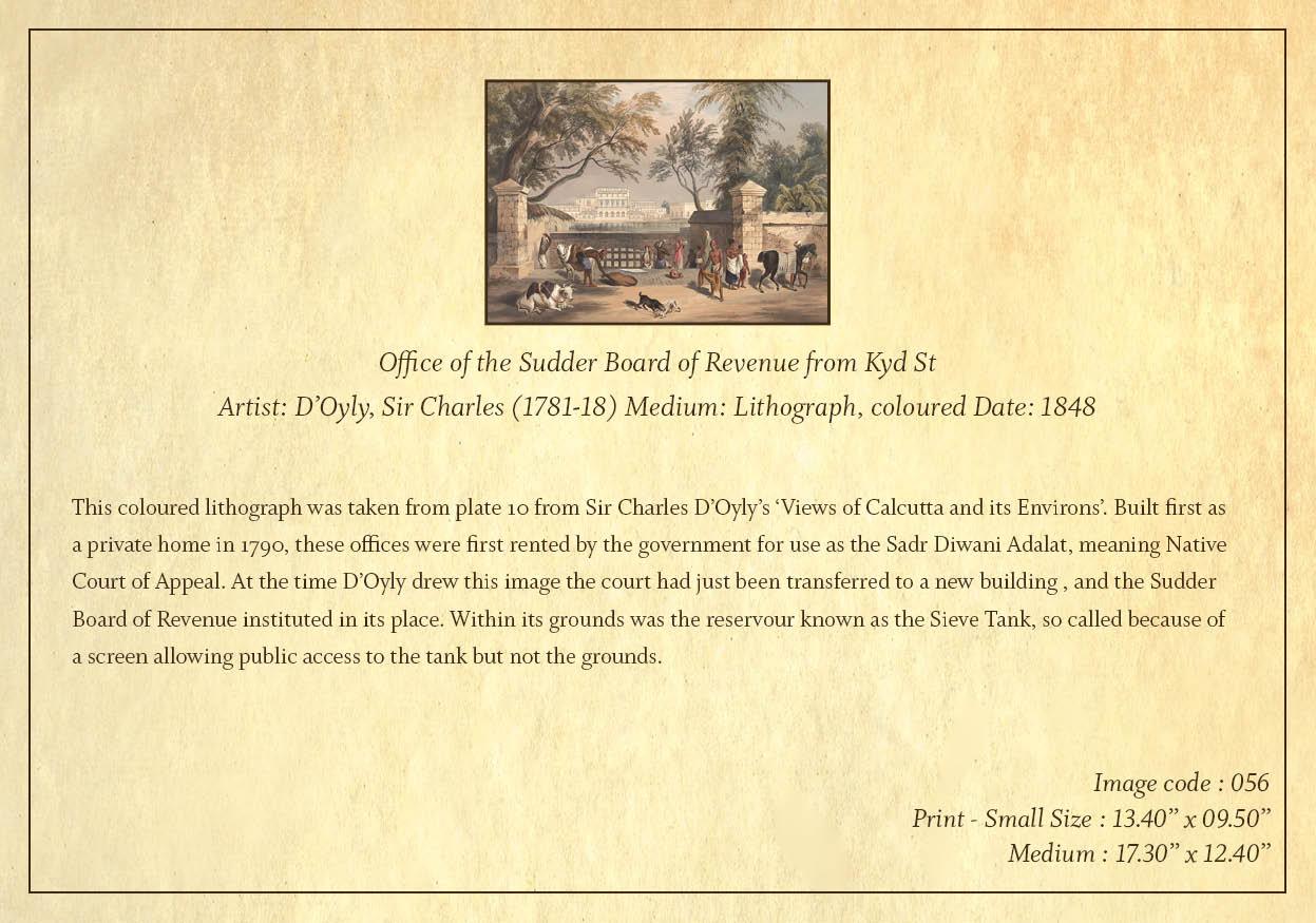Office of the Sudder Board of Revenue from Kyd St (Code: 056) – Coloured Lithograph