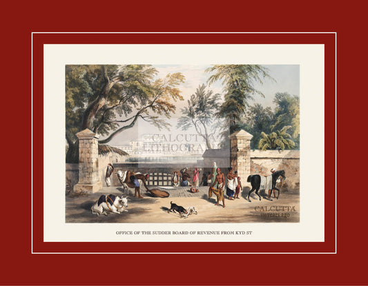 Office of the Sudder Board of Revenue from Kyd St (Code: 056) – Coloured Lithograph