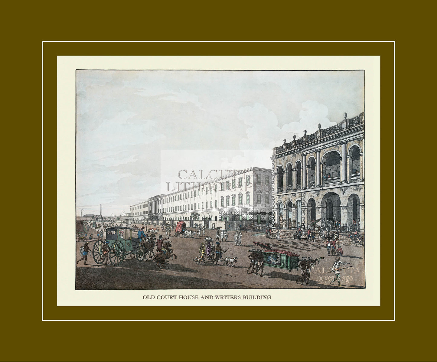 Old Court House and Writers Building (Code: 057) – Coloured Lithograph