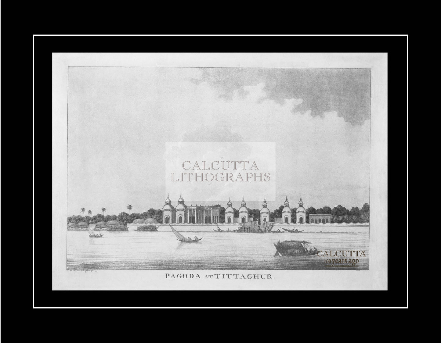 Pagoda at Titta Ghaur (Code: 046) – Black & White Lithograph