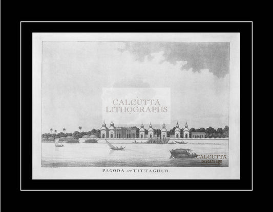 Pagoda at Titta Ghaur (Code: 046) – Black & White Lithograph