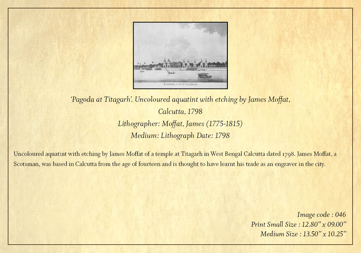 Pagoda at Titta Ghaur (Code: 046) – Black & White Lithograph