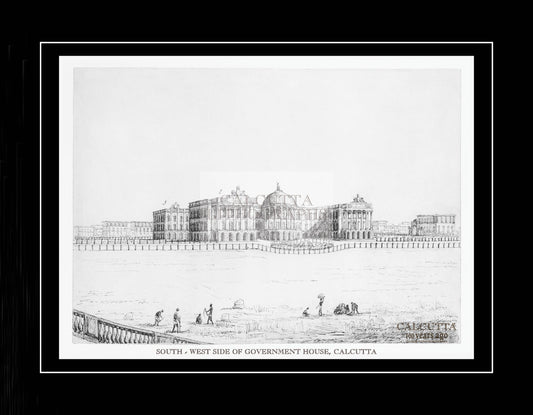 South west side of Government House, Calcutta (Code: 051) – Black & White Lithograph
