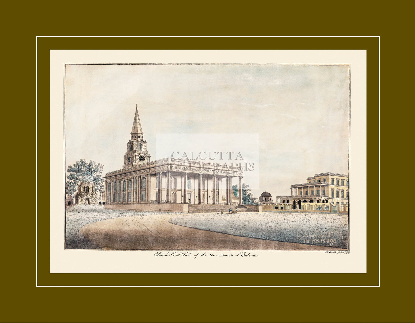 South East View of New Church in Calcutta (Code: 066) – Coloured Lithograph
