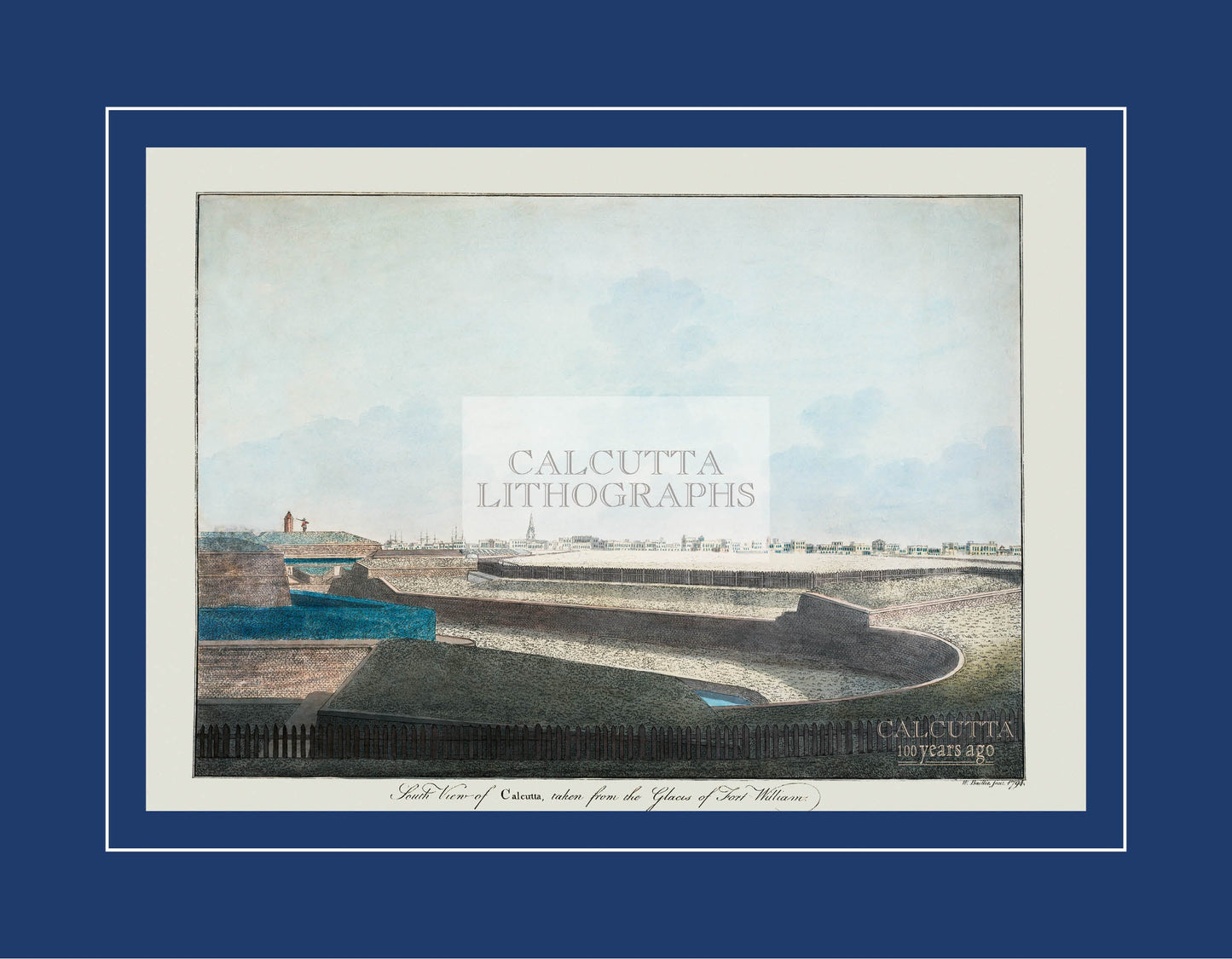 South View of Calcutta taken from Glacis of Fort William (Code: 067) – Coloured Lithograph