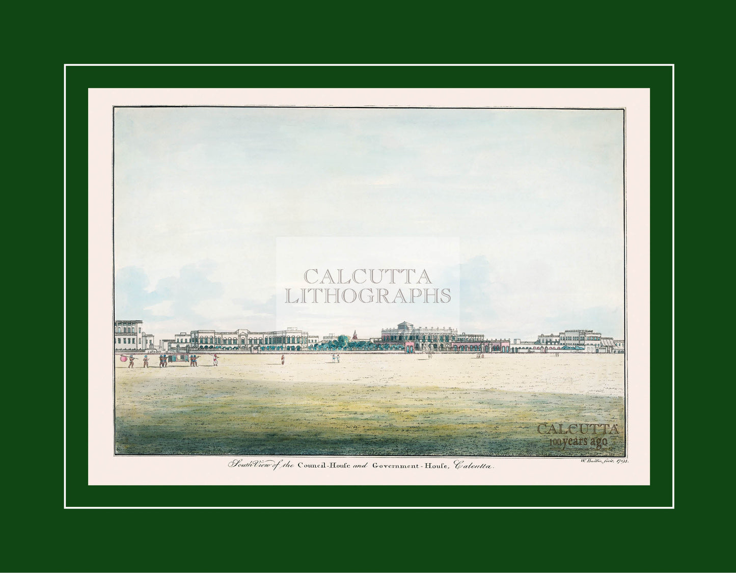 South View of the Council House and Government House (Code: 068) – Coloured Lithograph