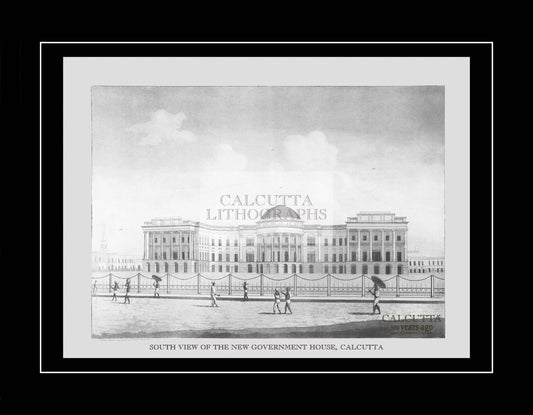 South view of the New Government House, Calcutta (Code: 004) – Black & White Lithograph