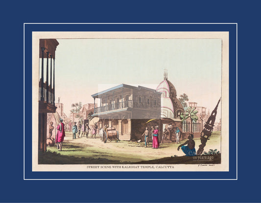 Street Scene with Kalighat Temple, Calcutta (Code: 073) – Coloured Lithograph