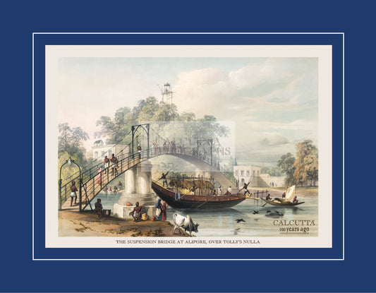 The Suspension Bridge at Alipore, over Tolly’s Nulla (Code: 080) – Coloured Lithograph