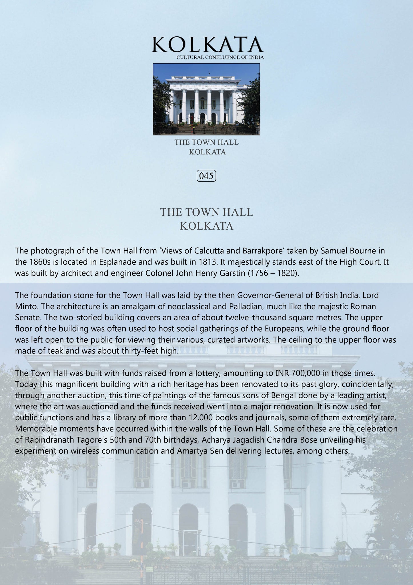 History notes – The Town Hall (Code: 45) – Mounted Paper Board