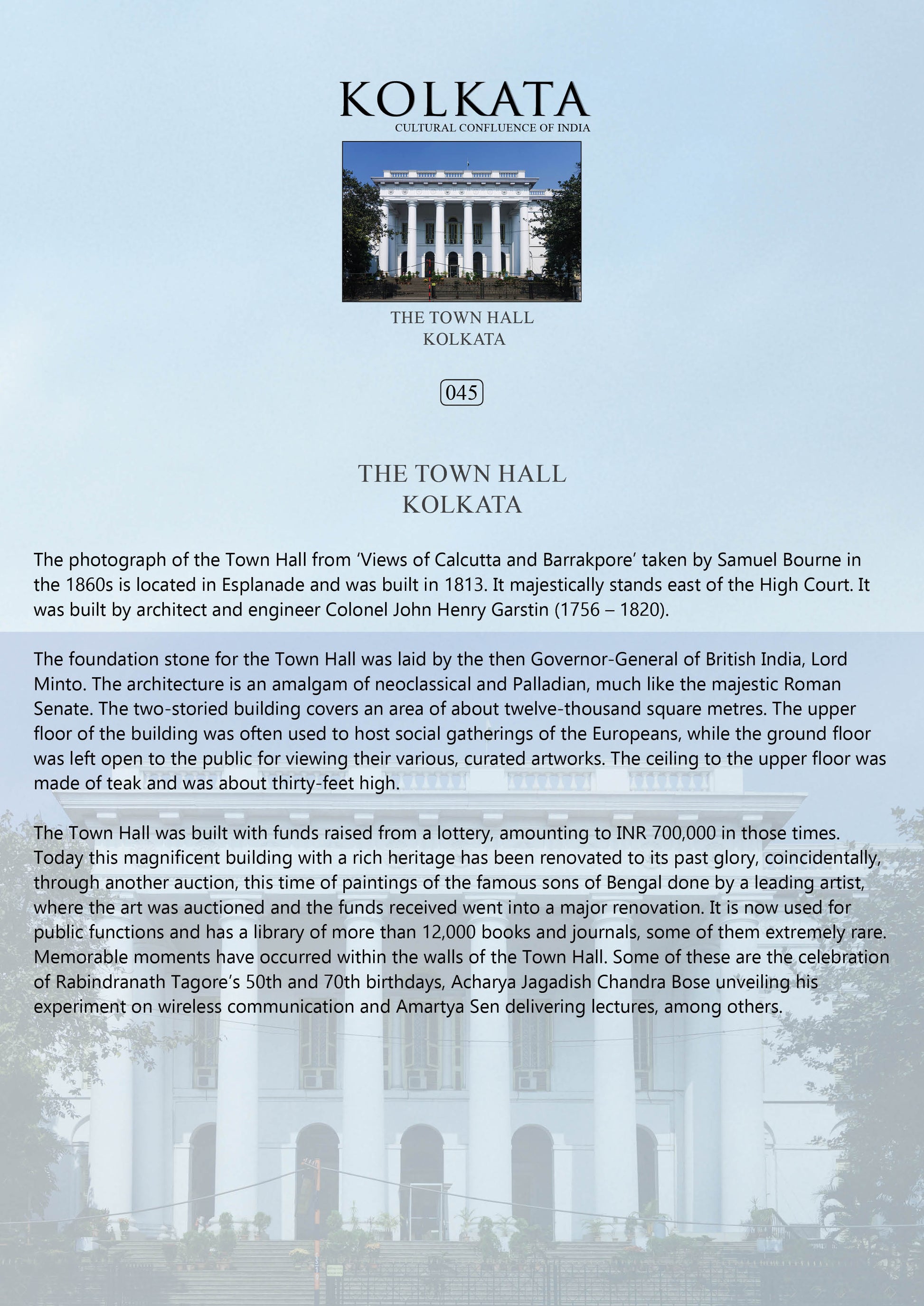 History notes – The Town Hall (Code: 45) – Mounted Paper Board