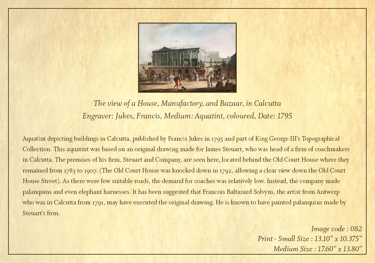 This View of a House Manufactory and Bazar in Calcutta (Code: 082) – Coloured Lithograph