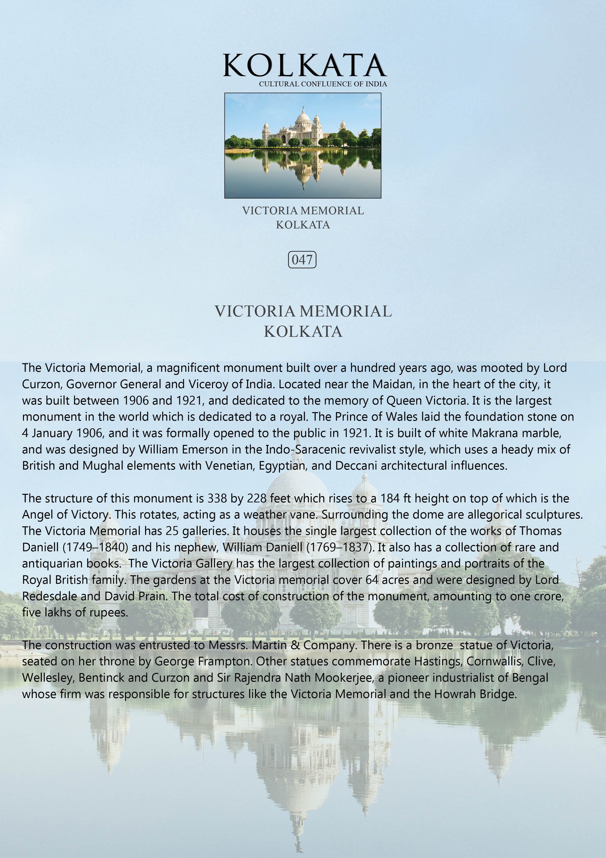 History notes – Victoria Memorial (Code: 47) – Wooden Frame