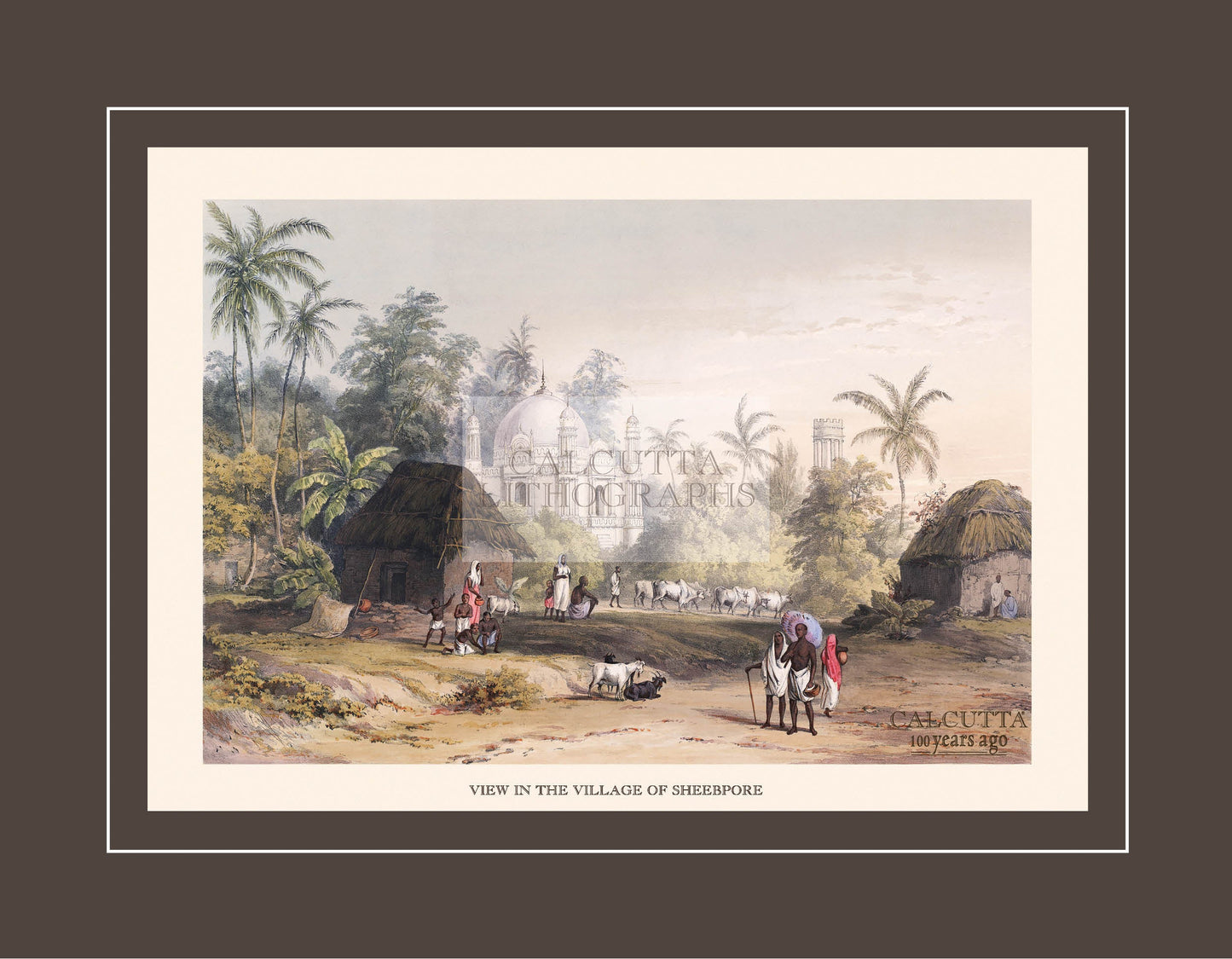 View in the Village of Sheebpore (Code: 086) – Coloured Lithograph