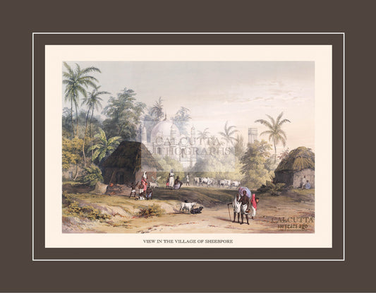 View in the Village of Sheebpore (Code: 086) – Coloured Lithograph