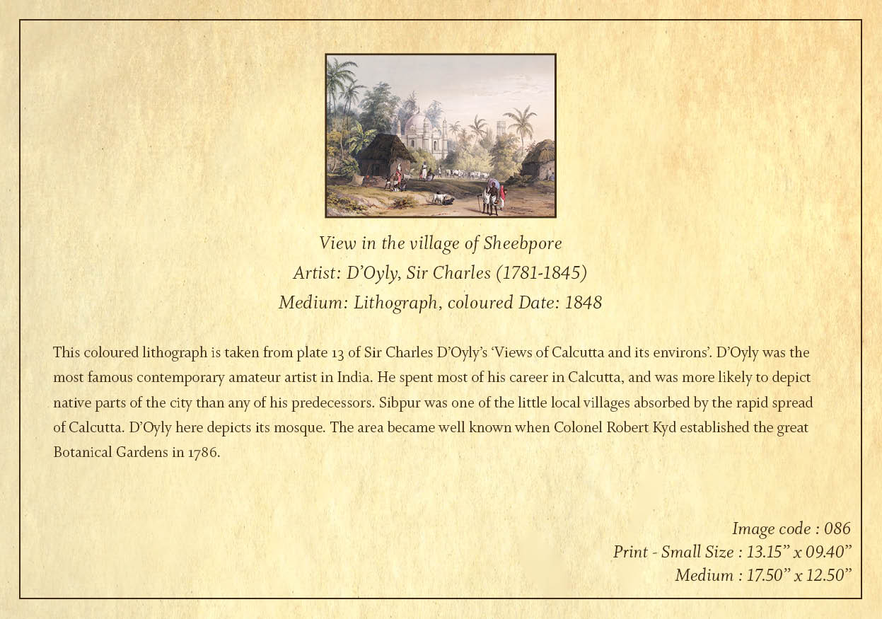 View in the Village of Sheebpore (Code: 086) – Coloured Lithograph