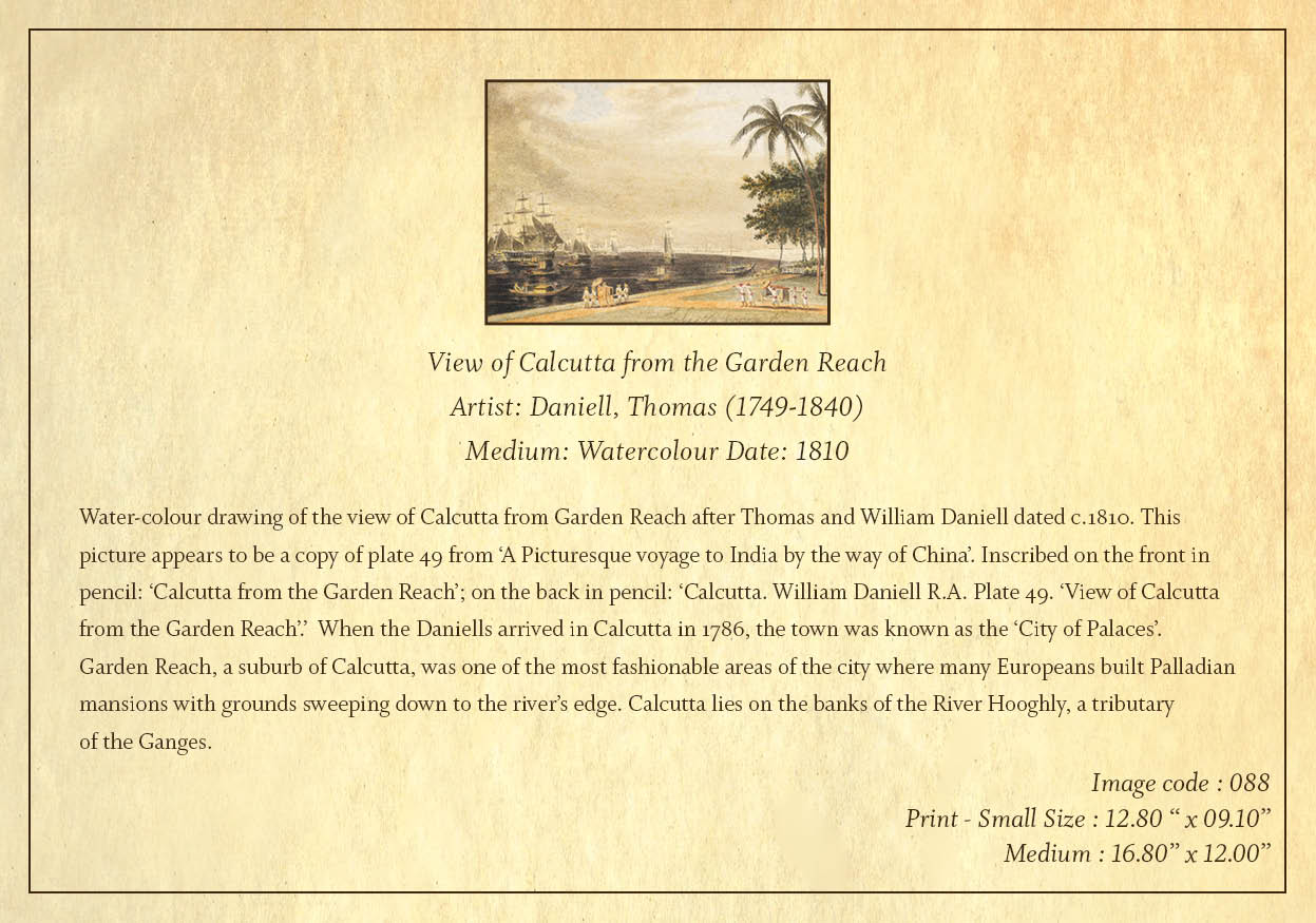 View of Calcutta from the Garden Reach (Code: 088) – Coloured Lithograph