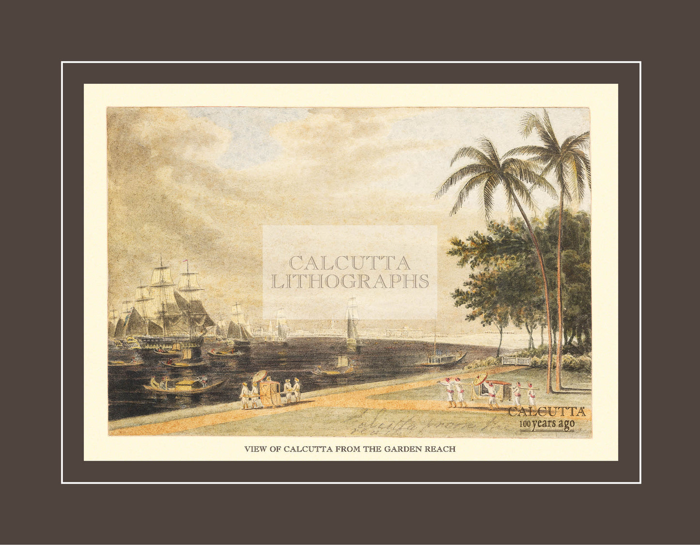 View of Calcutta from the Garden Reach (Code: 088) – Coloured Lithograph