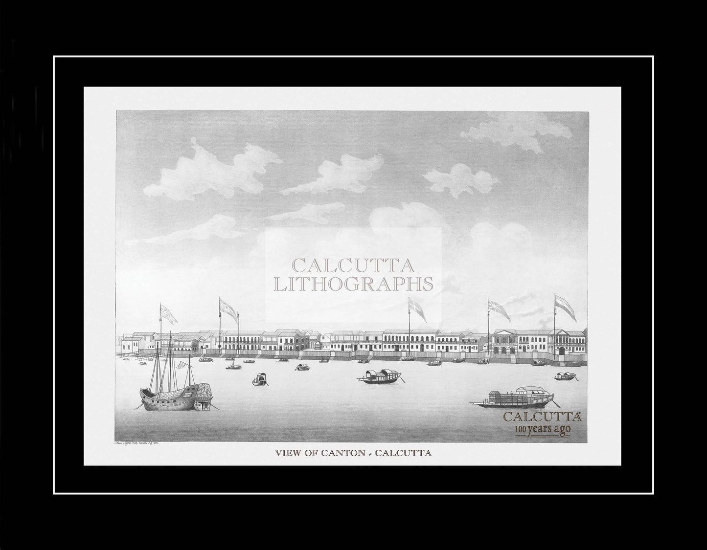 View of Canton (Code: 057) – Black & White Lithograph