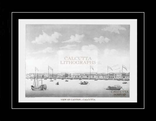 View of Canton (Code: 057) – Black & White Lithograph