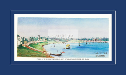 View of the French Settlement of Chandernagore (Bengal) (Code: 105) – Coloured Lithograph