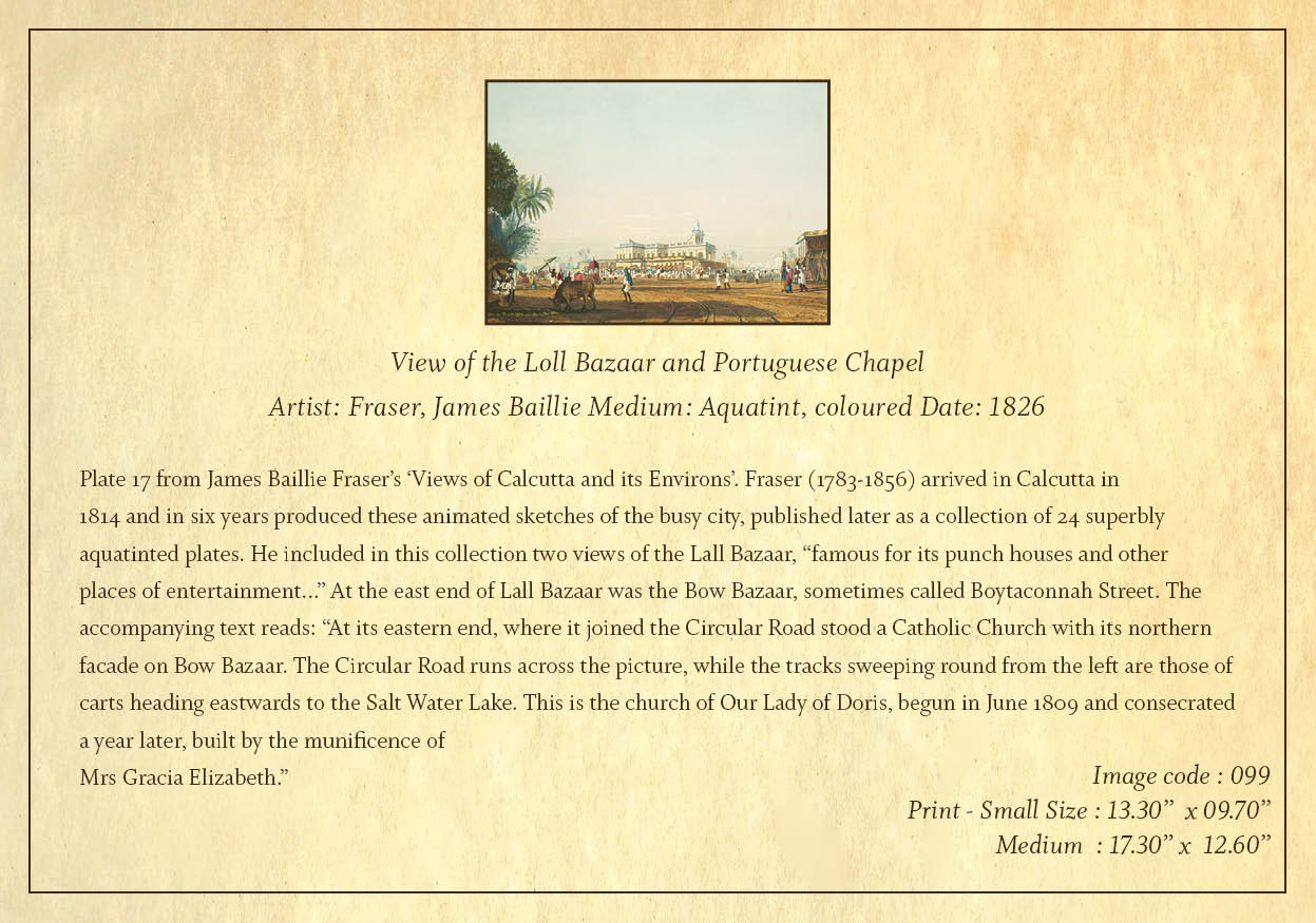 View of the Loll Bazaar and Portuguese Chapel (Code: 099) – Coloured Lithograph