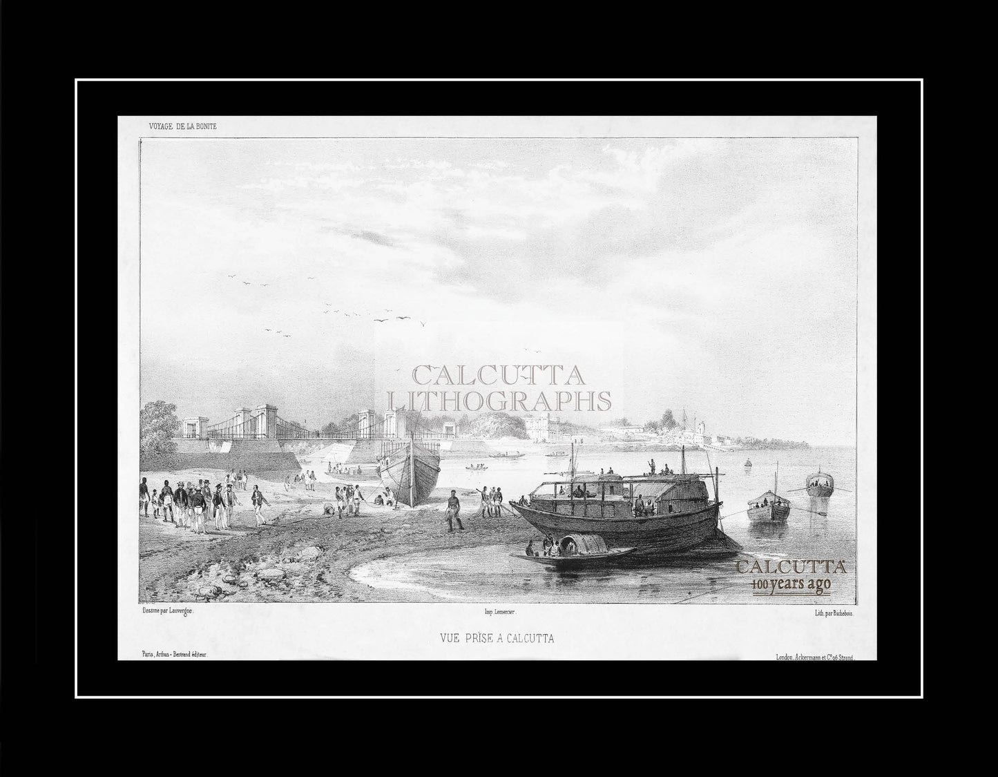 Vue Prise a Calcutta (Code: 060) – Black & White Lithograph